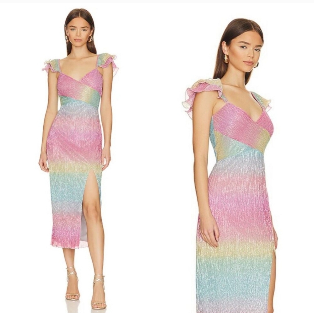 NWOT Saylor Myrah Rainbow Midi Dress Size Medium